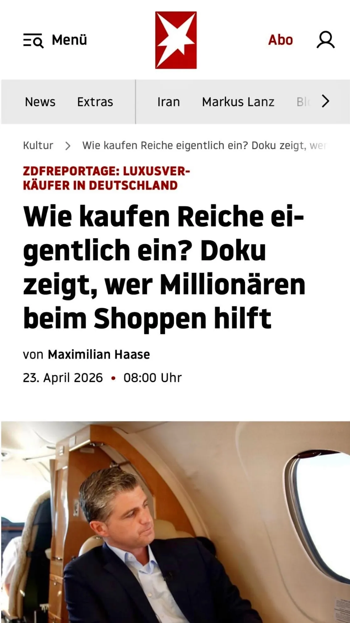 STERN-Artikel über die ZDF-Reportage mit Julien Backhaus